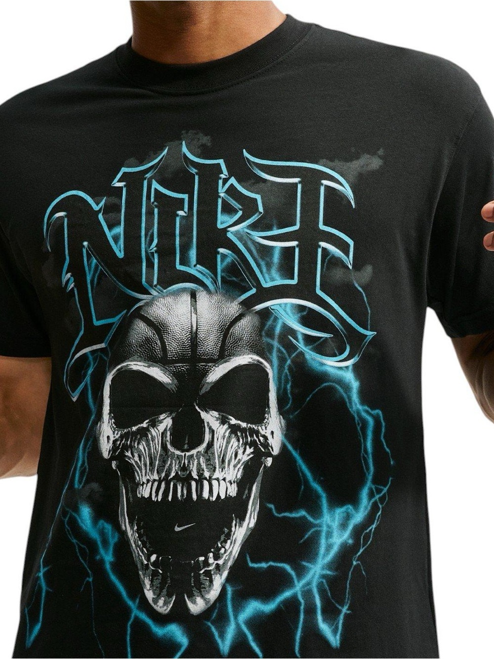 Sz Various Nike Men’s Black Graphic Skull Tee with Blue Accents